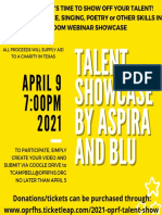 April 9 7:00PM 2021: Talent Showcase by Aspira and Blu