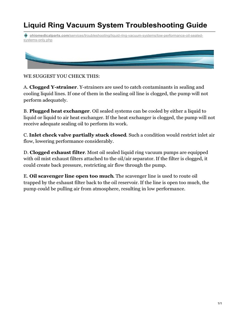 Liquid Ring Vacuum System Troubleshooting PDF