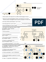 I 1 2 Huntington's Disease: Pedigree Worksheet Name