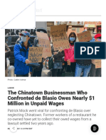 The Chinatown Businessman Who Confronted de Blasio Owes Nearly $1 Million in Unpaid Wages