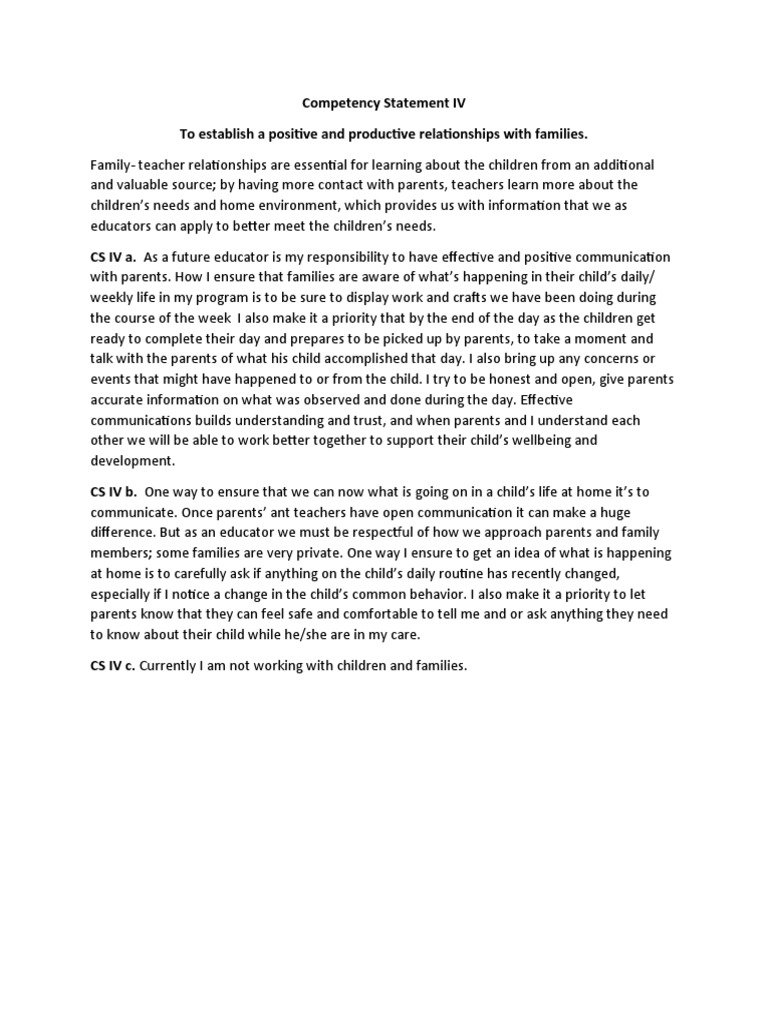 Competency Statement IV | PDF