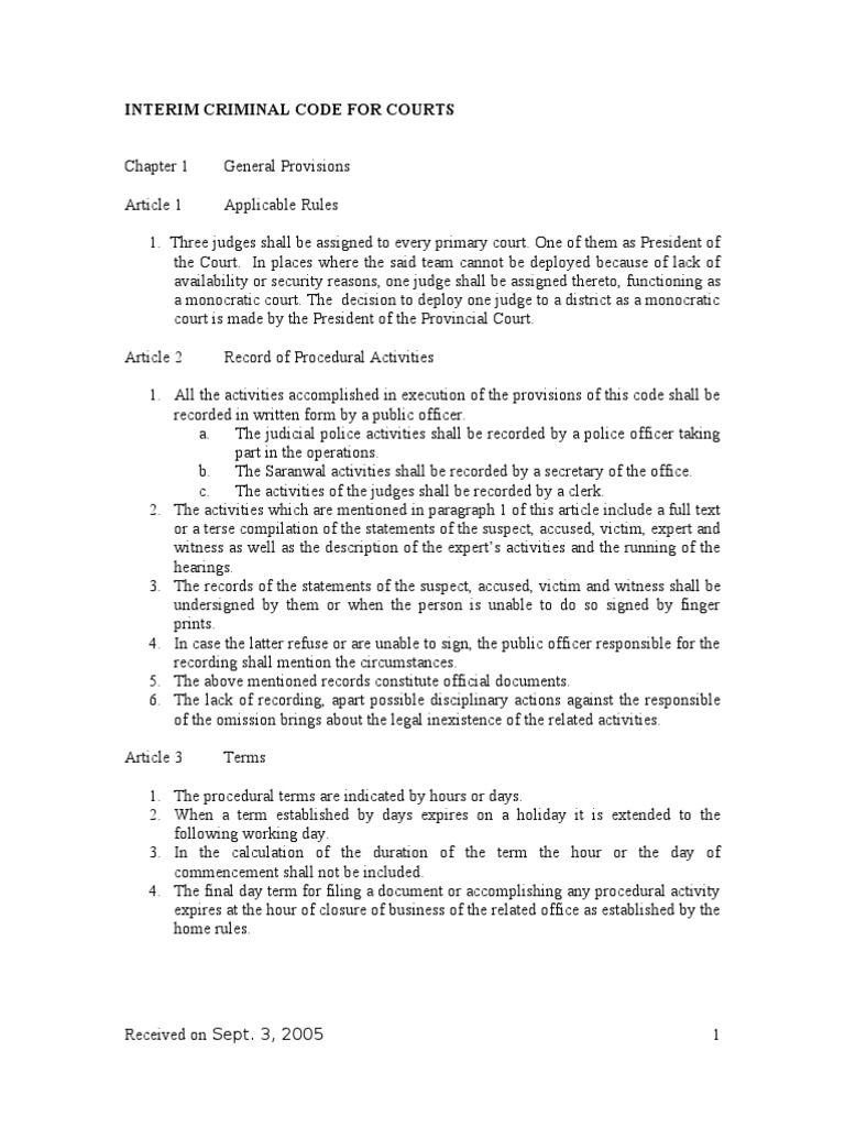 Interim Criminal Code Overview | PDF | Judgment (Law) | Jurisdiction