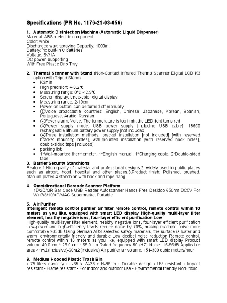 PR Specs | PDF | Barcode | Power Supply