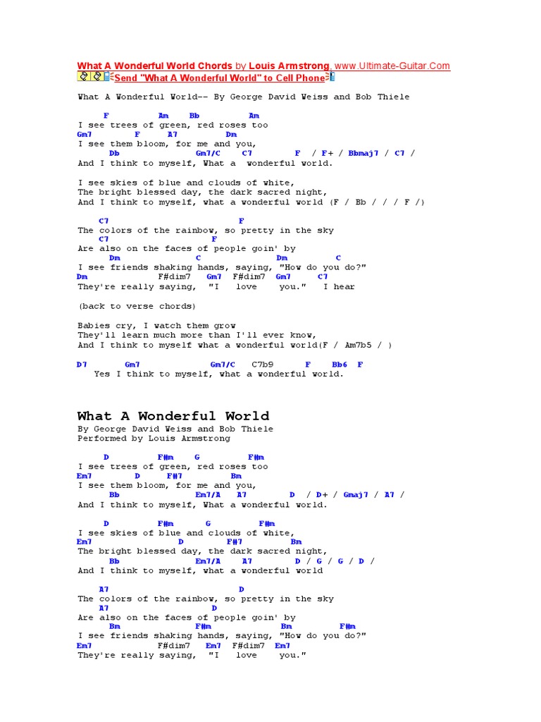 What A Wonderful World Chords | PDF | Songs | Entertainment (General)