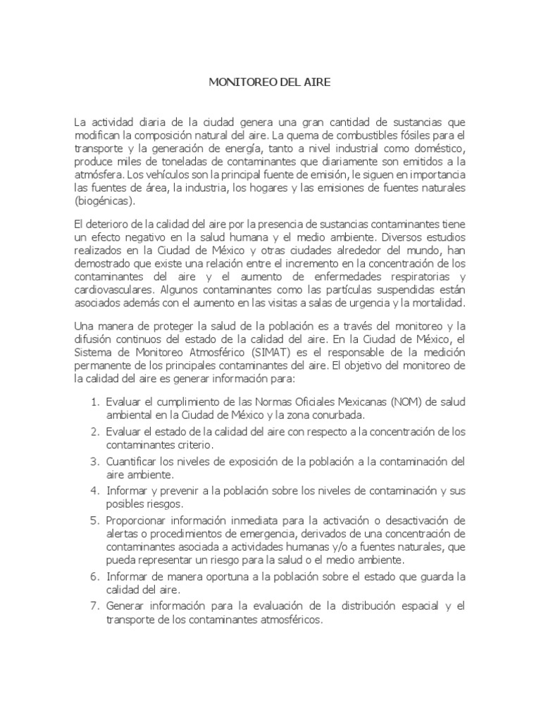 Monitoreo de Calidad del Aire en CDMX | PDF | La contaminación del aire ...