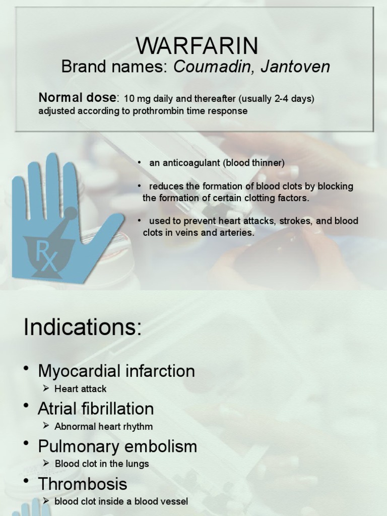 Warfarin Brand Names Coumadin, Jantoven PDF