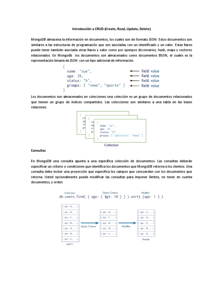 Introducción A CRUD | PDF | Mongo Db | Estructura de datos de matriz
