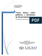 ACTIVIDAD DE APRENDIZAJE III-TEORÍA BÁSICA SOBRE POLÍTICAS Y DECISIONES DE FINANCIAMIENTO