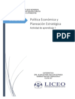 ACTIVIDAD DE APRENDIZAJE I-POLÍTICA ECONÓMICA Y PLANEACIÓN ESTRATÉGICA