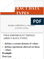 Abstract Data Types: Maria Cristina A. Magon
