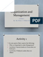 Organization and Management: Lesson 1 By: Mr. Jhoey C. Poblete III