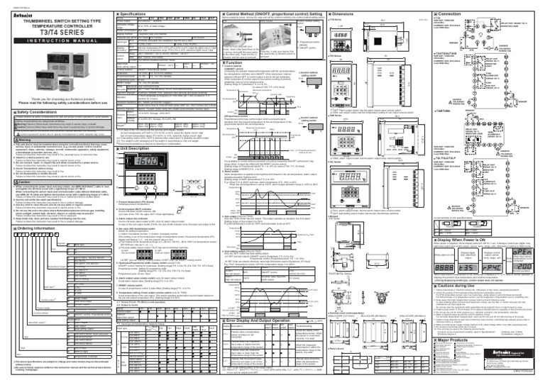 T3/T4 Series Temperature Controller Manual | PDF | Relay | Hysteresis