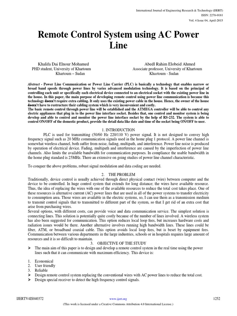 Remote Control via Power Line Communication | PDF | Computer Network ...