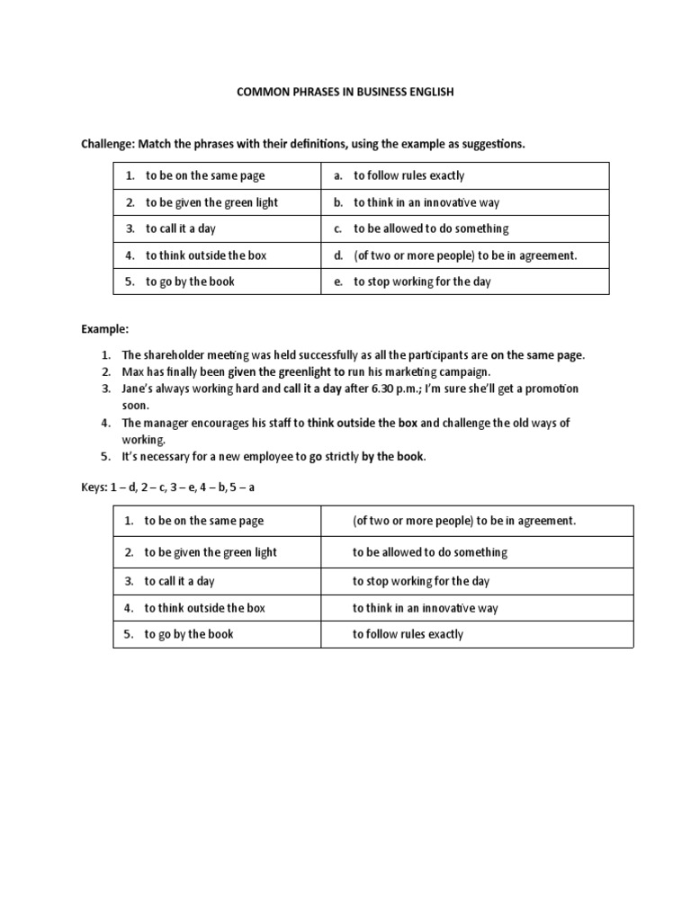 Business English Phrases Explained | PDF | Career & Growth
