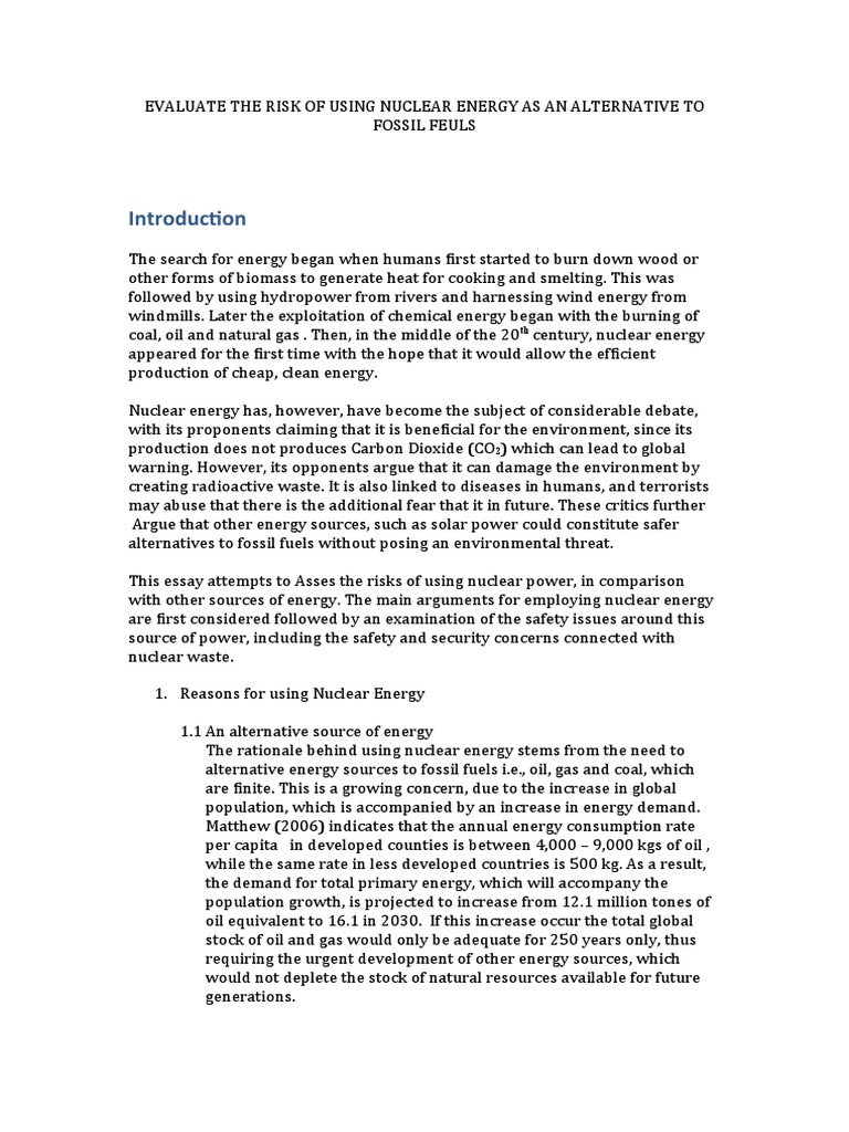 Risks of Nuclear Energy vs. Fossil Fuels | PDF | Energy Development ...