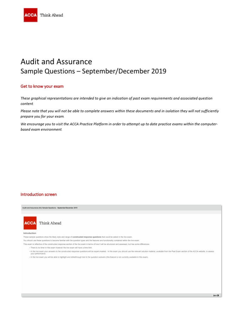 Audit & Assurance Sample Questions 2019 | PDF | Computers
