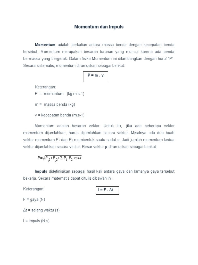Momentum Dan Impuls | PDF