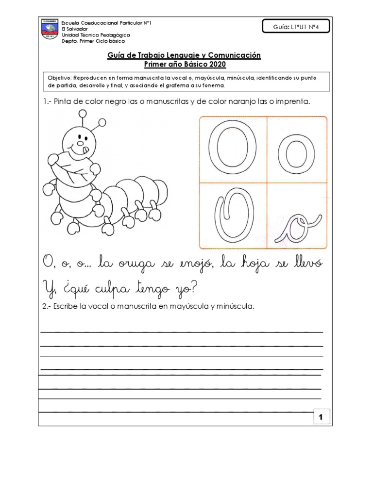 Guía de la Vocal O para Preescolar | PDF