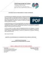 Solidaridad Con Los Trabajadores y El Pueblo Colombiano.