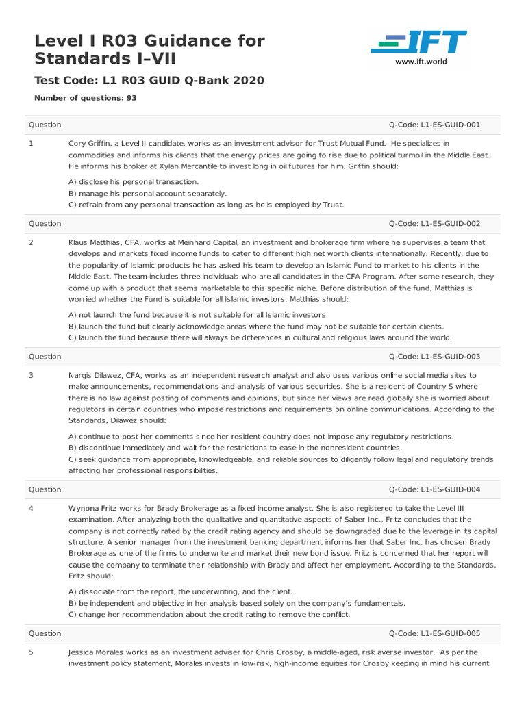 R03 Exam Preparation and Guidance | PDF | Financial Analyst ...