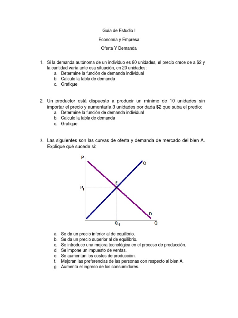 Análisis de los efectos de cambios en la oferta y la demanda sobre el ...