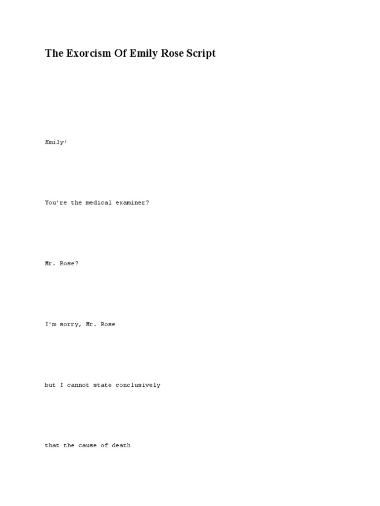 Exorcism of Emily Rose Script | PDF | Psychosis | Exorcism