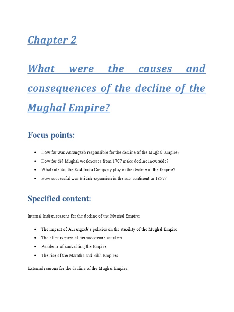 Causes of the Mughal Empire's Decline | PDF | Mughal Empire | South Asia