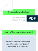 Transportation Problem: By: Alvin G. Niere Misamis University