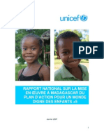 Rapport National sur la mise en oeuvre à Madagascsar du Plan d'Action pour un monde digne des enfants +5 (UNICEF/2007)