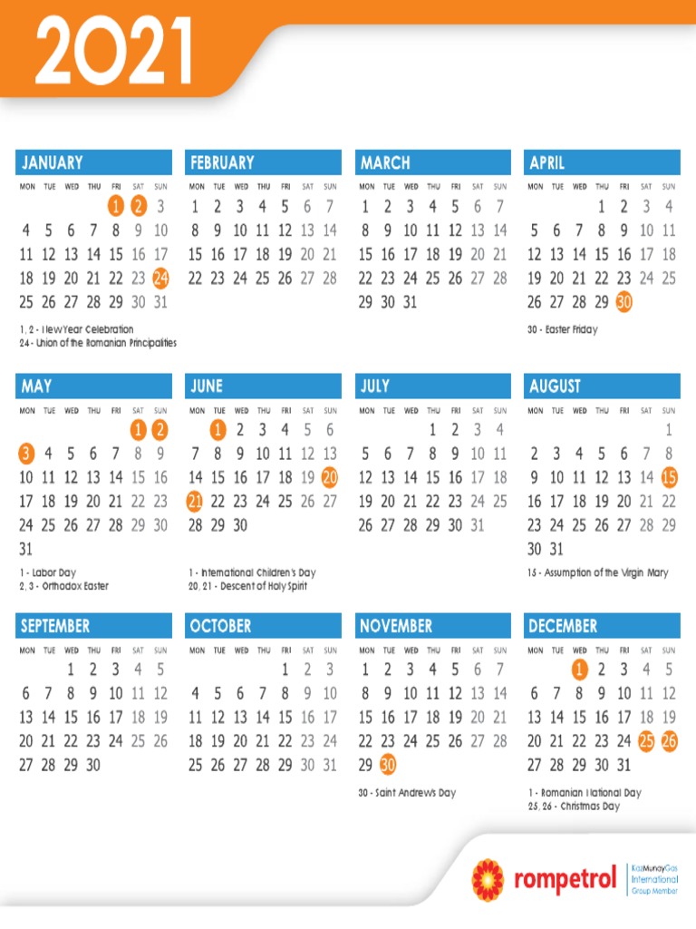 Calendar 2021 - Romania | PDF
