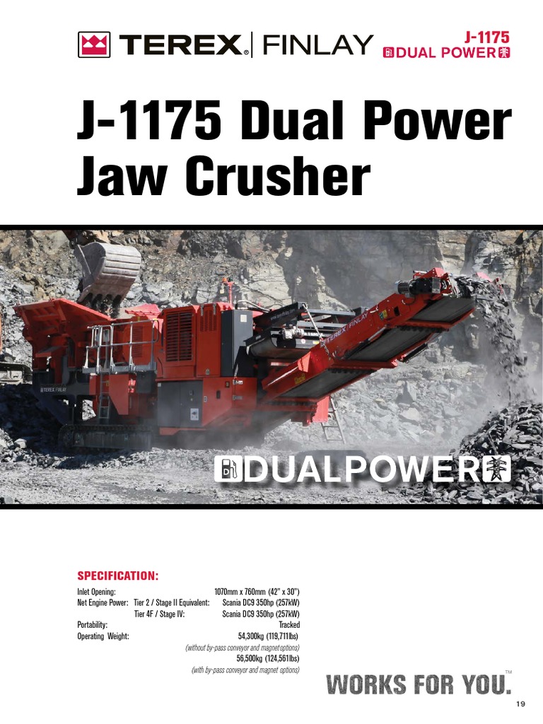 Terex Finlay J-1175 Jaw Crusher Specs | PDF | Manufactured Goods