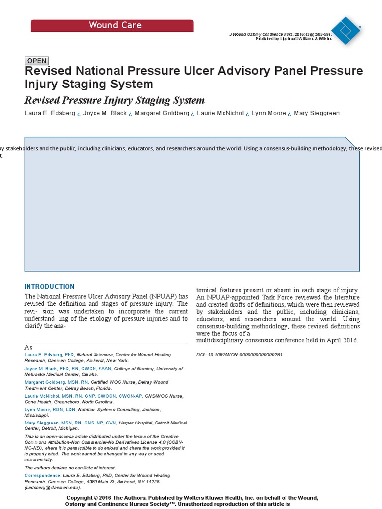 Revised National Pressure Ulcer Advisory Panel Pressure Injury Staging
