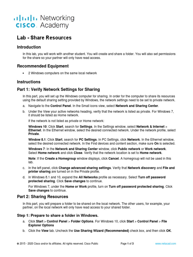 Configuring File Sharing and Permissions on a Local Network PDF Computer File Computer Network