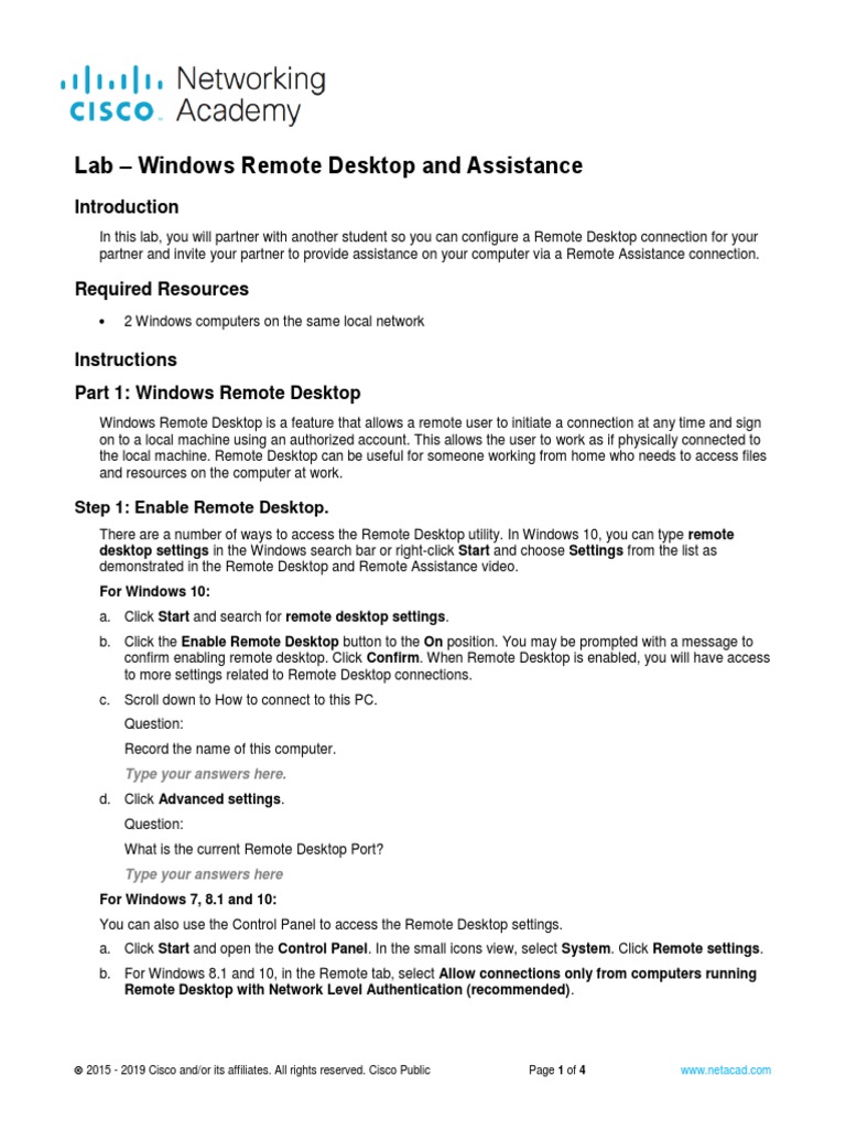Windows Remote Desktop Lab Guide | PDF | Remote Desktop Services ...