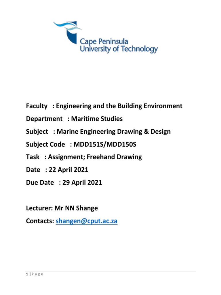 Marine Engineering Drawing and Design Assignment 1 PDF Machine Tool