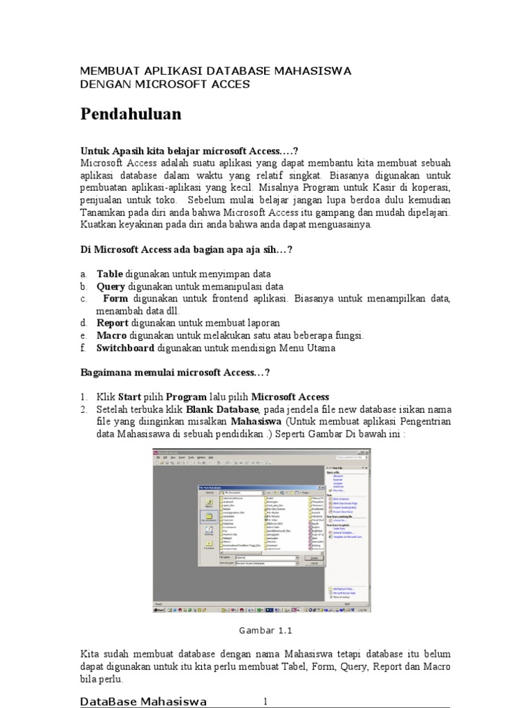 Aplikasi Database Mahasiswa Access | PDF | Metode & Bahan Ajar | Komputer