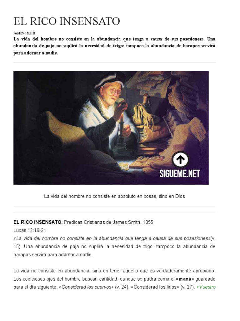 Reflexiones sobre el Rico Insensato | PDF | Cristo (título) | Teología