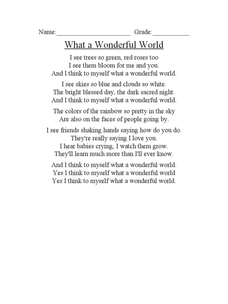 What A Wonderful World PDF
