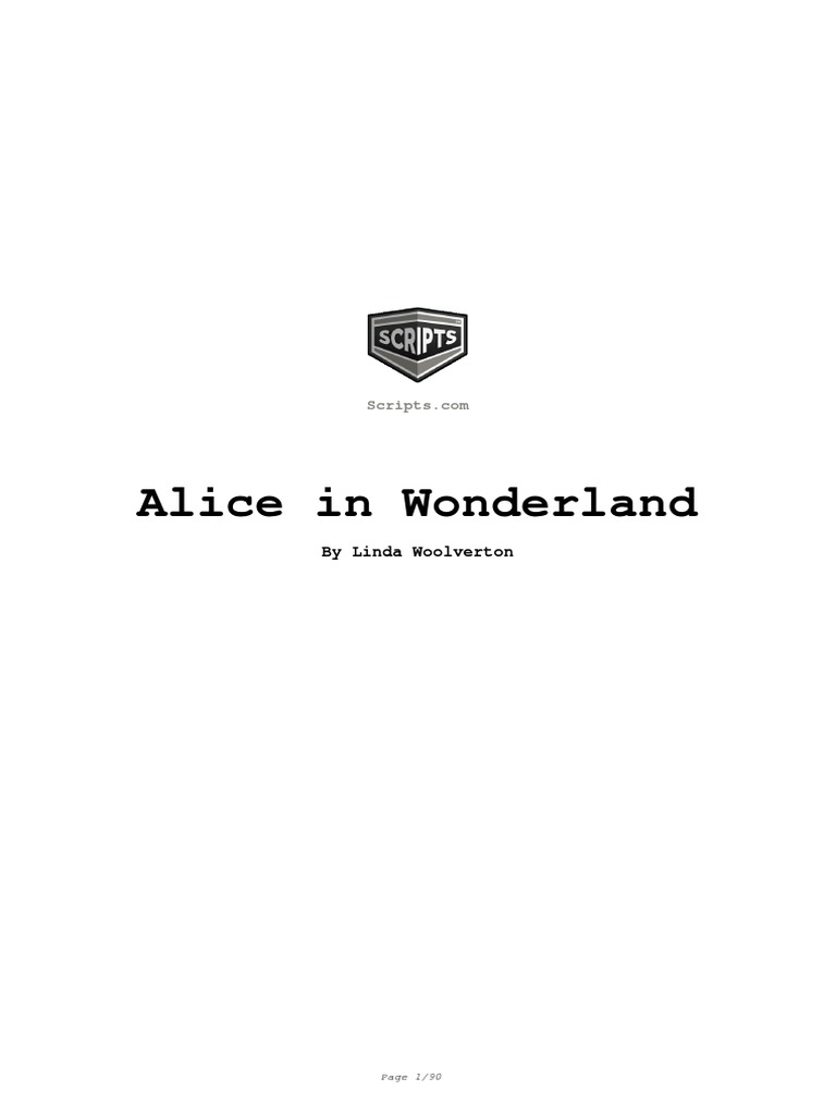 Alice in Wonderland Movie Script PDF Nature