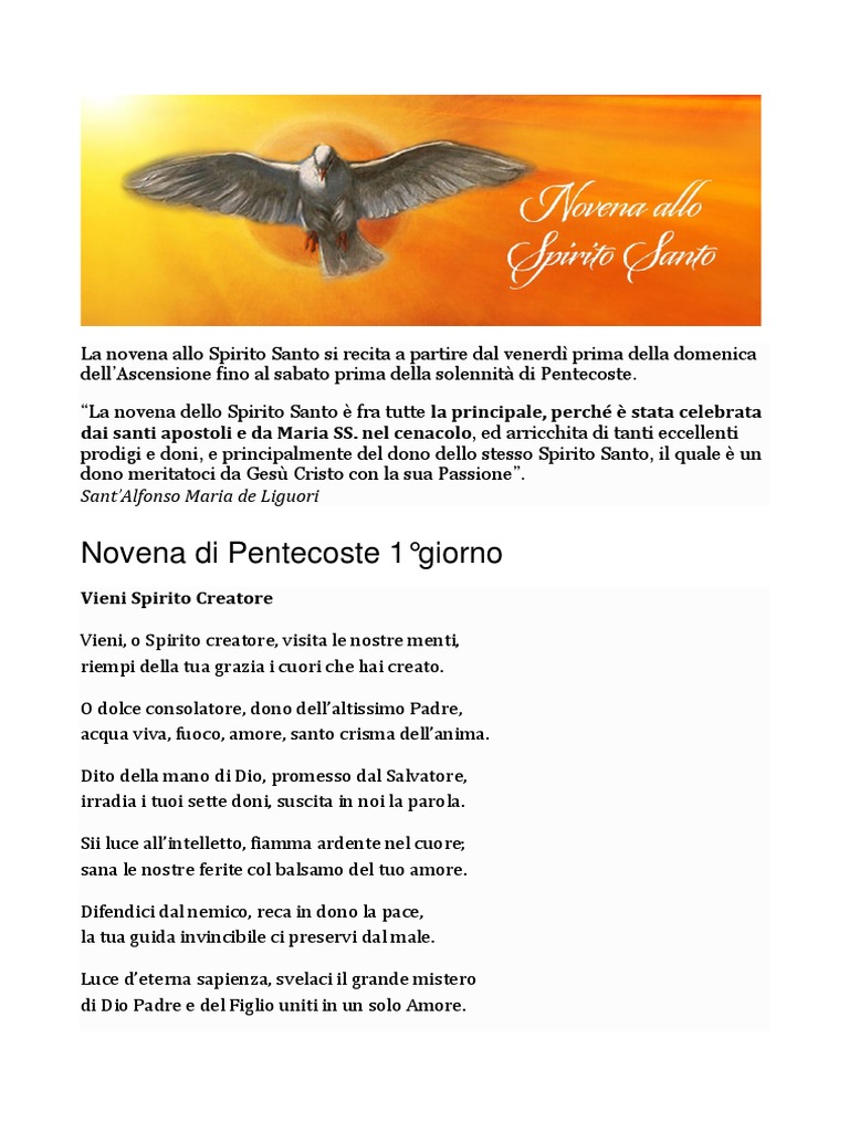 Novena Allo Spirito Santo X Ottenere Una Grazia Novena Allo Spirito Santo | PDF