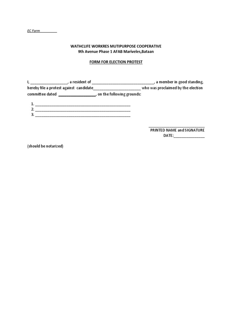 Ec Form Election Protest Form | PDF