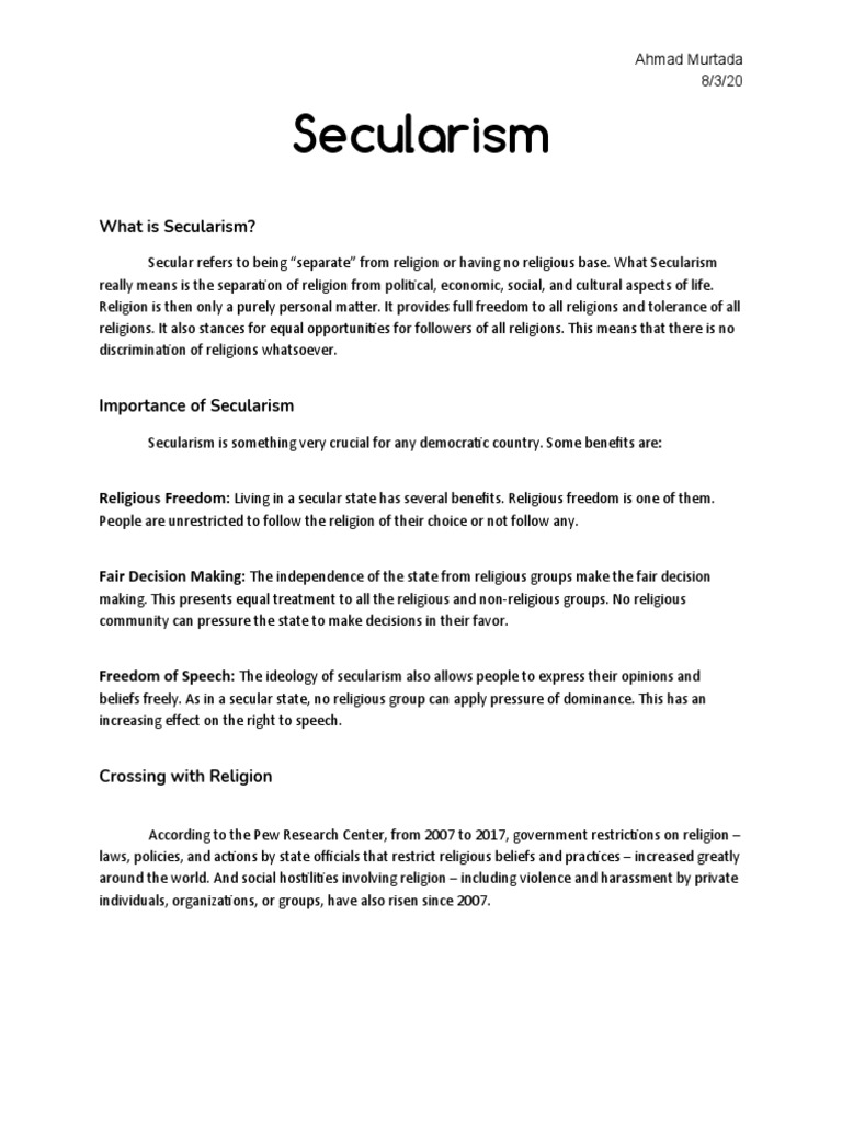 Secularism PDF Secularism Freedom Of Religion