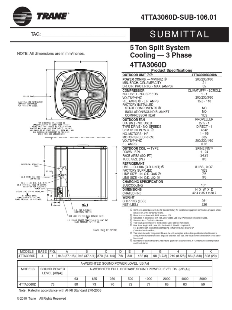 3.4 Submittal 4TTA3060 PDF Air Conditioning Automation