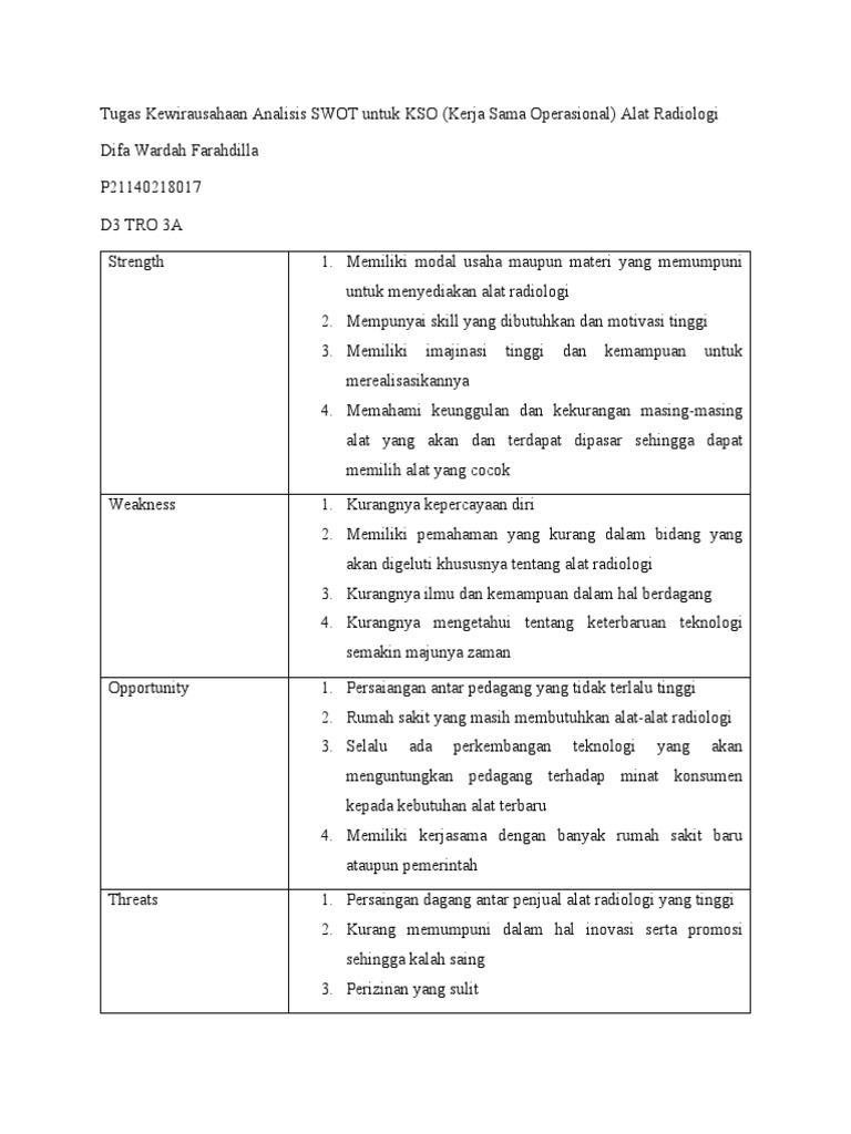analisis-swot-kso-alat-radilogi-difa-wardah-farahdilla-p21140218017-pdf