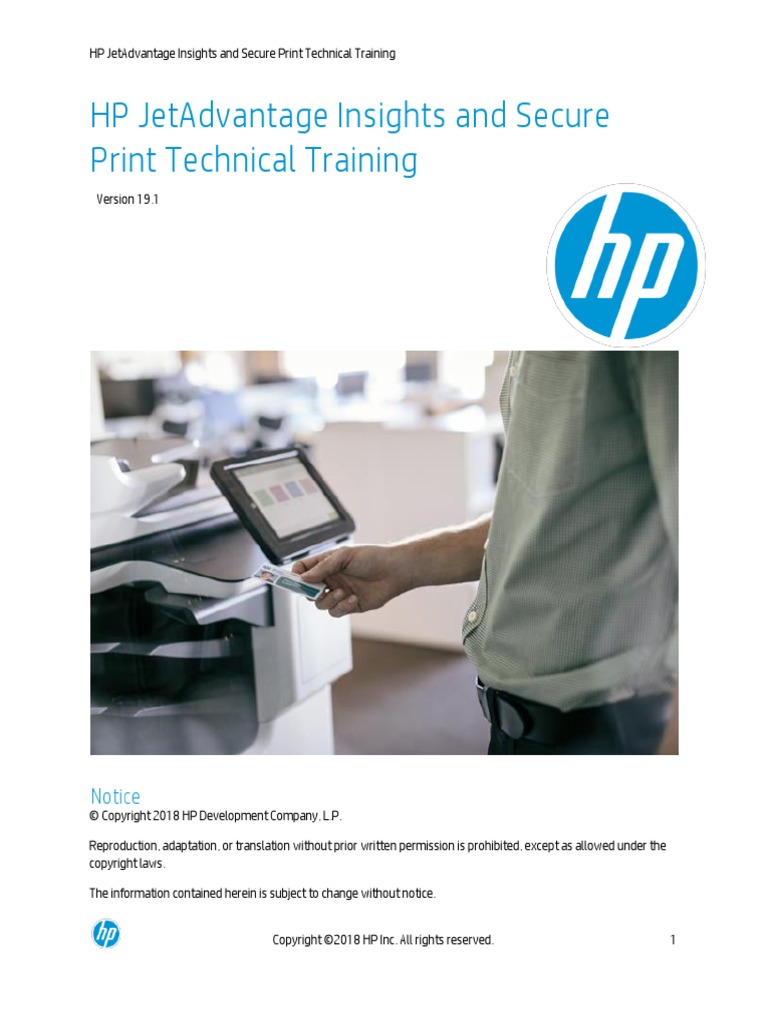 Hp jetadvantage insights and secure print technical training pdf