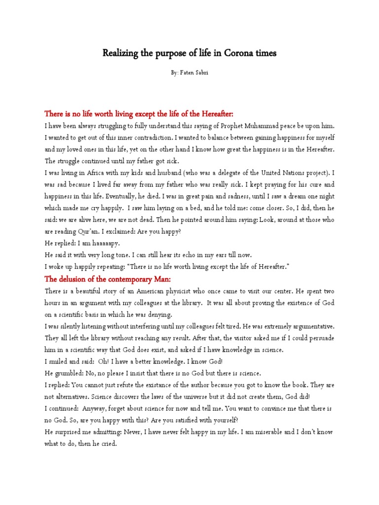 Finding Life's Purpose in Pandemic Times | PDF | Meaning Of Life ...
