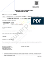 Certificado Positivo de Inscripción de Sucesión Intestada: Garro Maldonado Julian Alejo Dni: 32641375