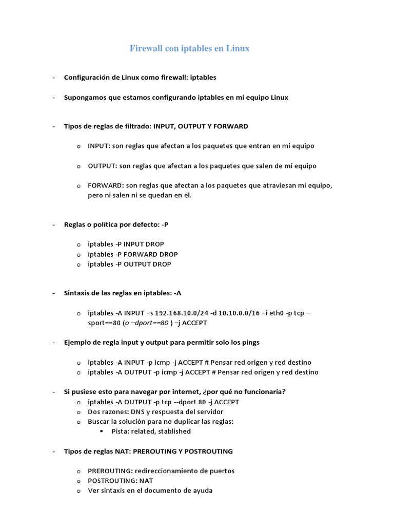 01.2 - Firewall Con Iptables | PDF | Informática