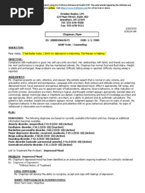 Counseling SOAP Note Depression Anxiety Sample