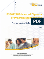 BSB61218Advanced Diploma of Program Management: BSBPMG617 Provide Leadership For The Program